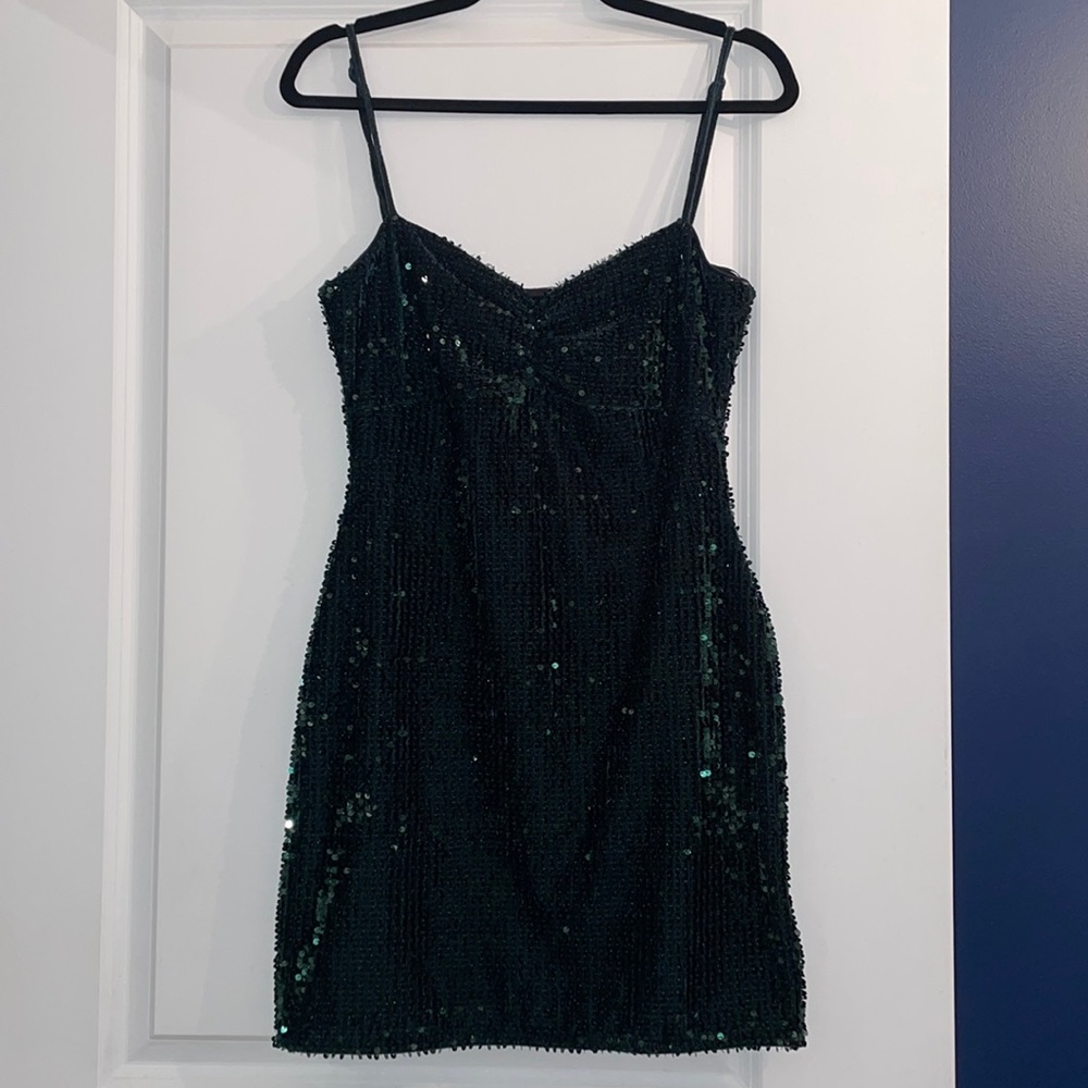 Zara Green Sequin Velvet Mini Dress